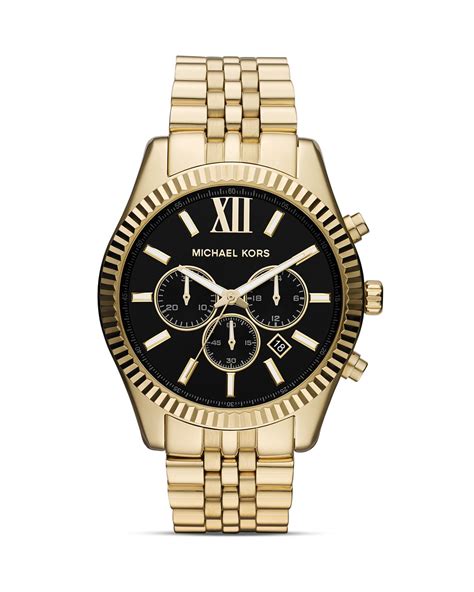 gold mens michael kors watch|michael kors lexington chronograph watch.